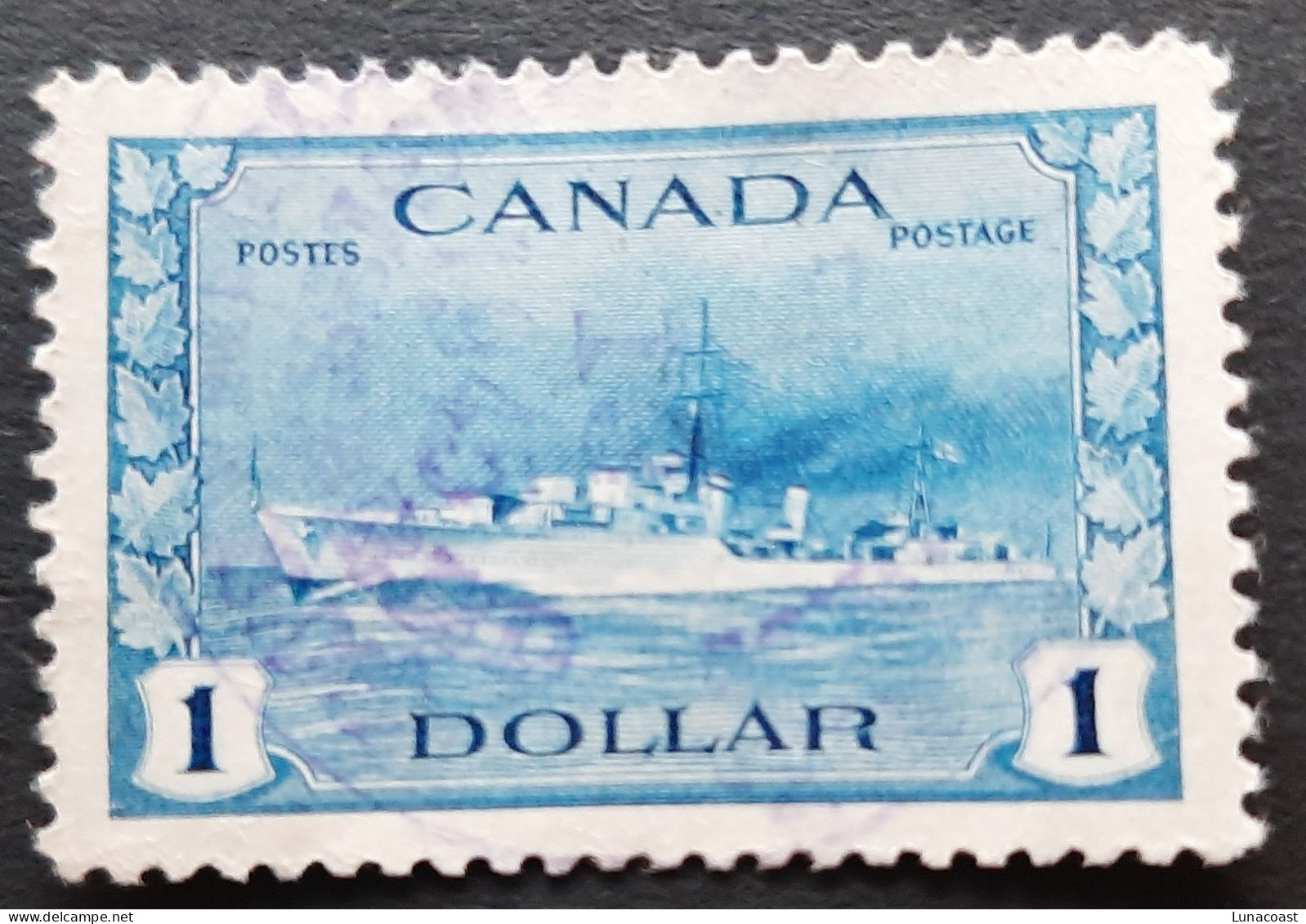 Canada 1942  USED  Sc 262,    1$ War Issue, Destroyer - Gebraucht