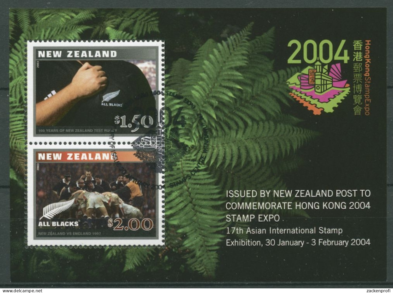 Neuseeland 2004 HONGKONG Rugbyspieler Block 166 Gestempelt (C25706) - Blocks & Sheetlets
