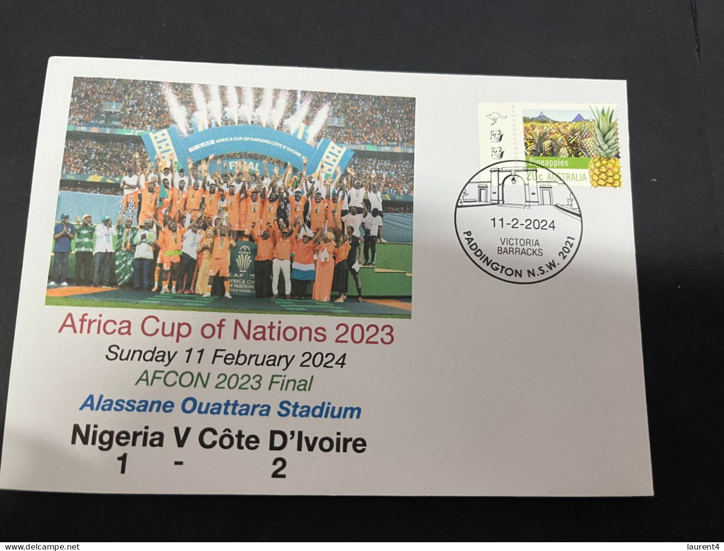 13-2-2024 (4 X 7) Africa Cup 2023 (Ivory Cost) Final Nigeria (1) V Côte D'Ivoire (2) - 11-2-2024 - With OZ Stamp - Autres & Non Classés