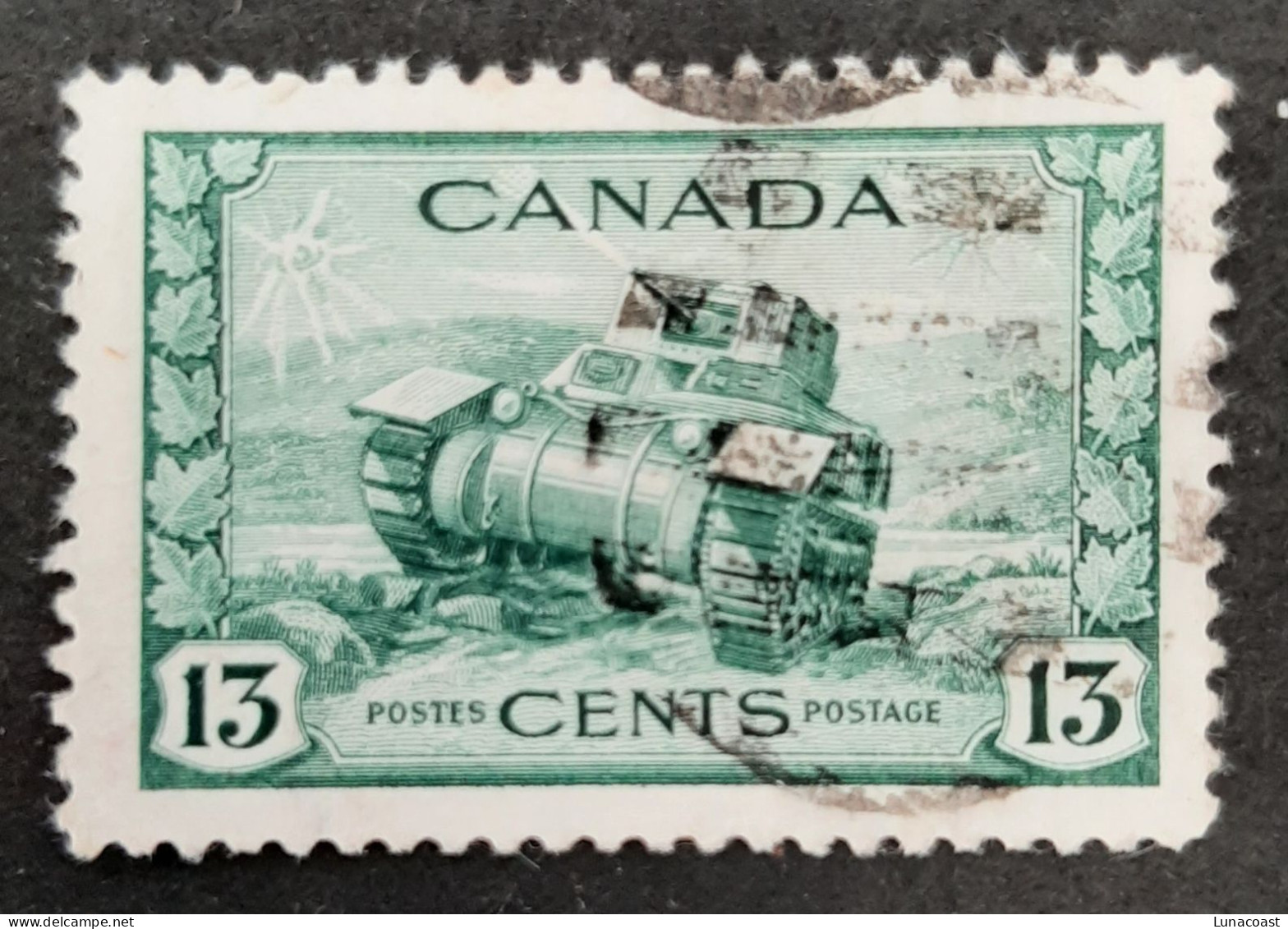 Canada 1942  USED  Sc 258,    13c War Issue, Ram Tank - Gebruikt