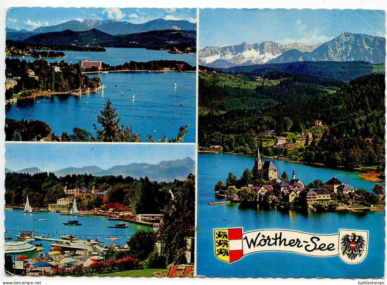 Austria 1974 Postcard Wörther-See - Pörtschach, Maria Wörth & Velden; 2.50s Danube Bridge, Linz Stamp - Pörtschach