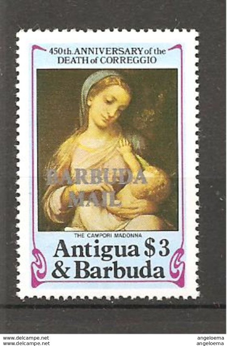 ANTIGUA & BARBUDA - 1984 450° Morte CORREGGIO Madonna Campori (Galleria Estense, Modena) Nuovo** MNH - Madonna