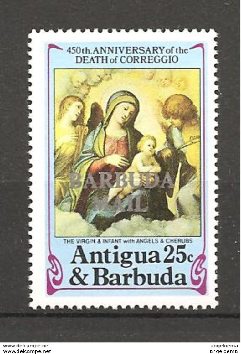 ANTIGUA & BARBUDA - 1984 450° Morte CORREGGIO Madonna Tra 2 Angeli Musicanti (Galleria Uffizi, Firenze) Nuovo** MNH - Madonna