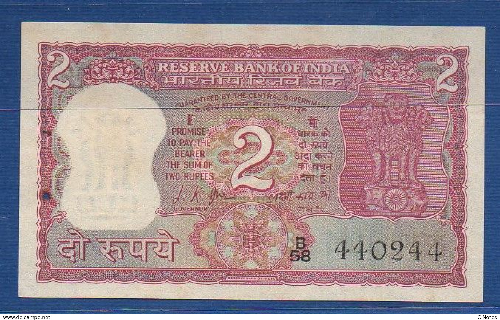 INDIA - P. 67a – 2 Rupees ND (1969-1970), UNC-,  Serie B58 440244 - Signature: L. K. Jha-  Centennial Of Birth Of Gandhi - Inde
