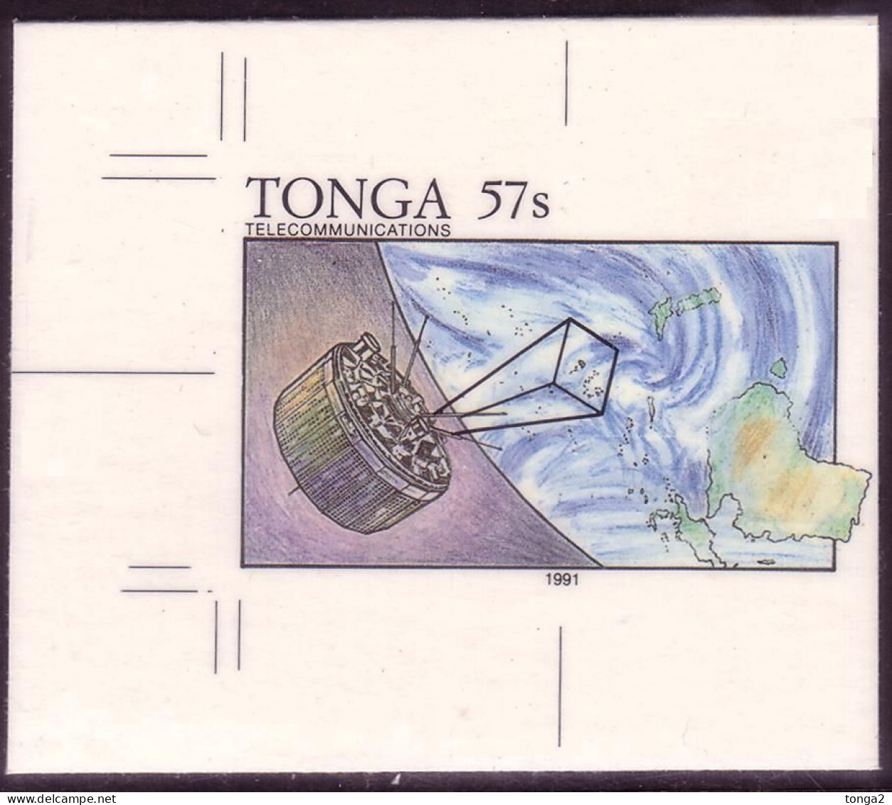 TONGA - Cromalin Proof 1991 - Weather Satellite - Map - Last Of 5 Which Exist - Oceanië