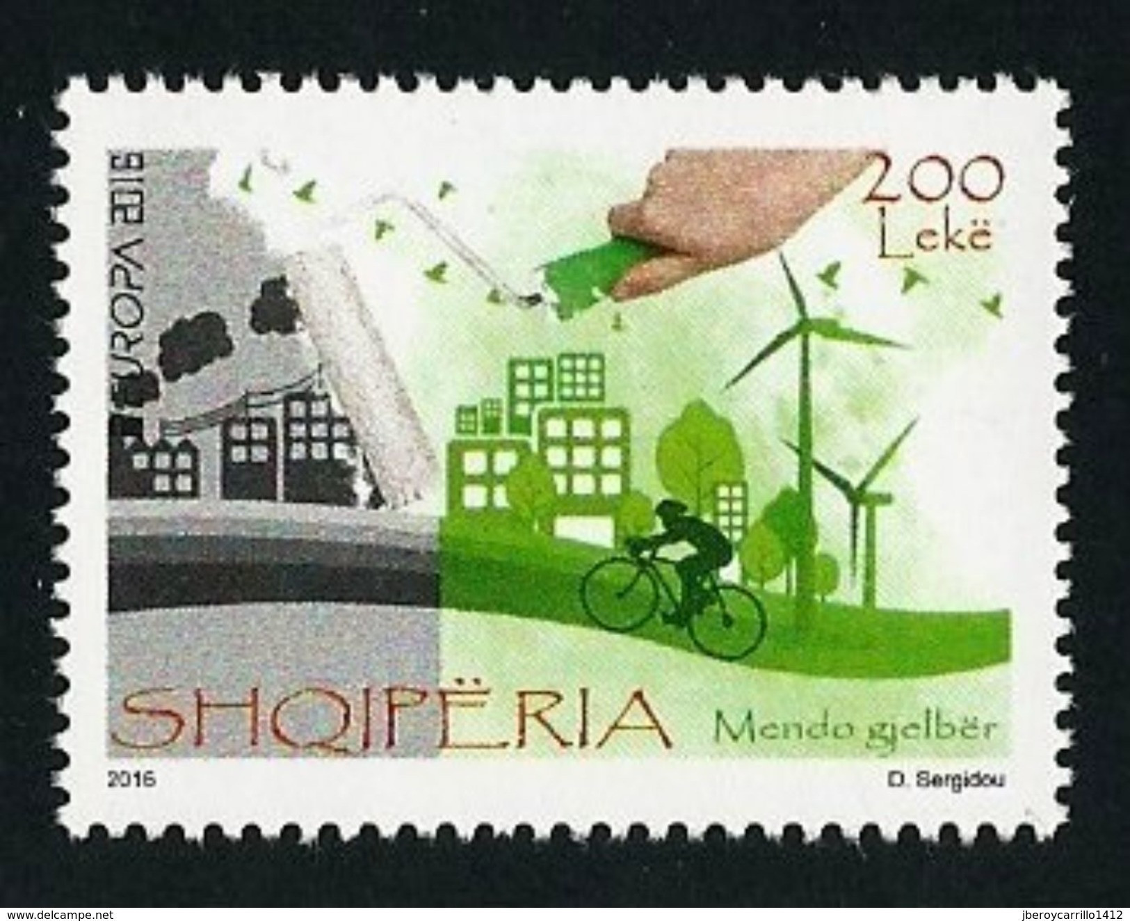 ALBANIA/ SHQIPERISE/ ALBANIEN - EUROPA 2016 - TEMA  "ECOLOGIA -EL PENSAMIENTO VERDE -THINK GREEN".- SERIE De 1 V. Tipo B - 2016