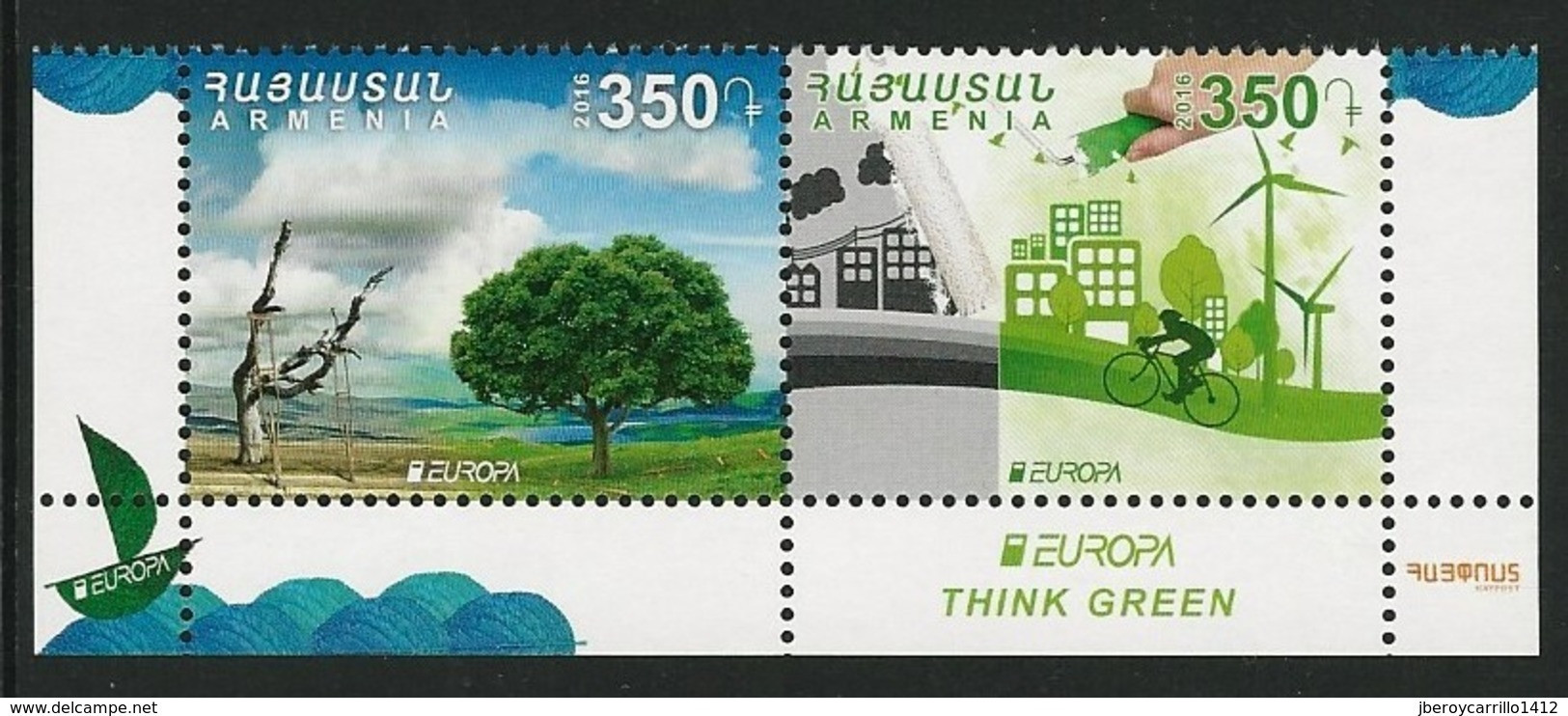 ARMENIA/ ARMÈNIE/ ARMENIEN -  EUROPA 2016 -" ECOLOGIA -EL PENSAMIENTO VERDE -THINK GREEN"- SERIE De 2 V. - 2016