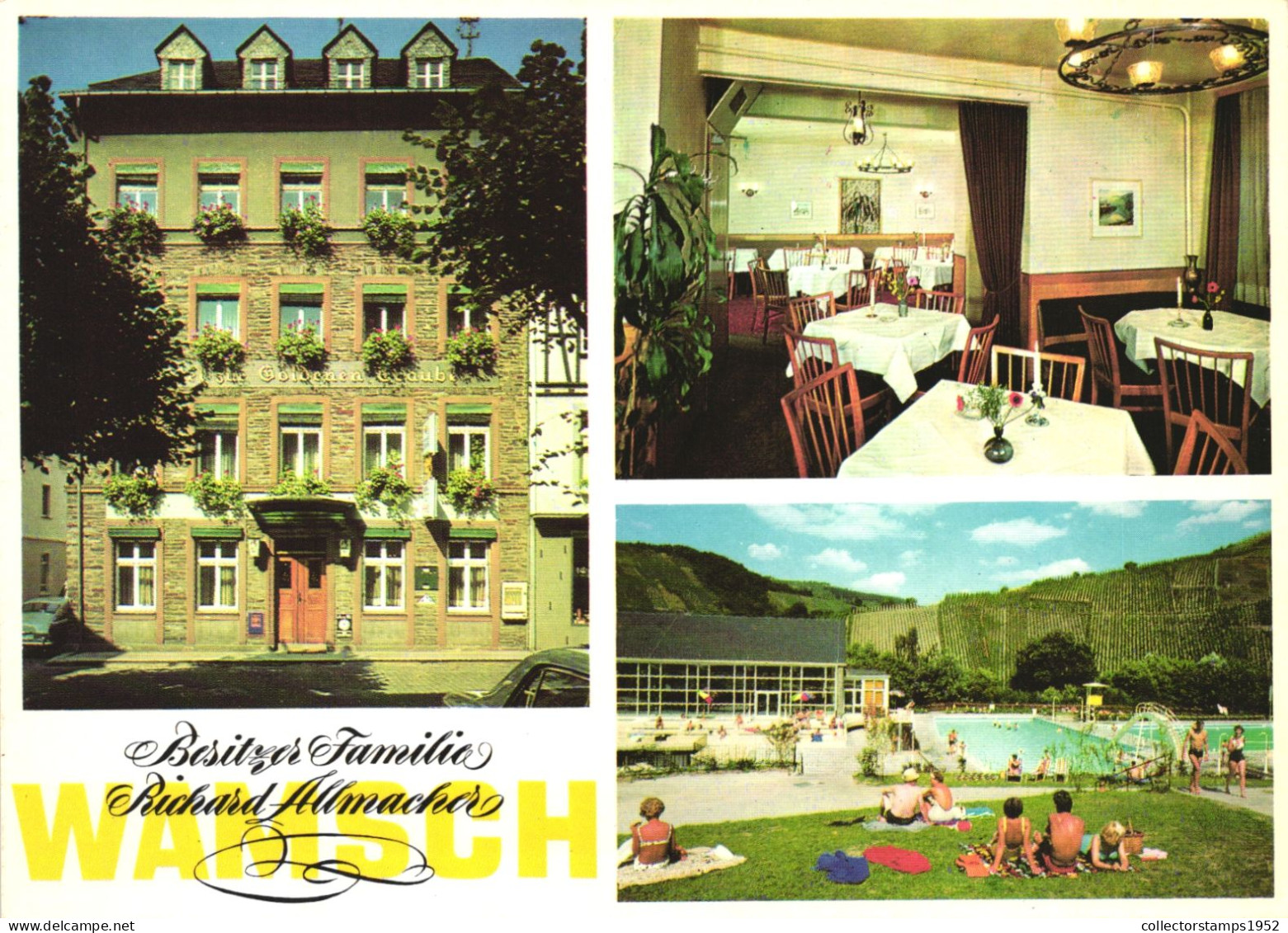 TRABEN TRARBACH, RHINELAND PALATINATE, MULTIPLE VIEWS, ARCHITECTURE, POOL, RESORT, RESTAURANT, GERMANY, POSTCARD - Traben-Trarbach