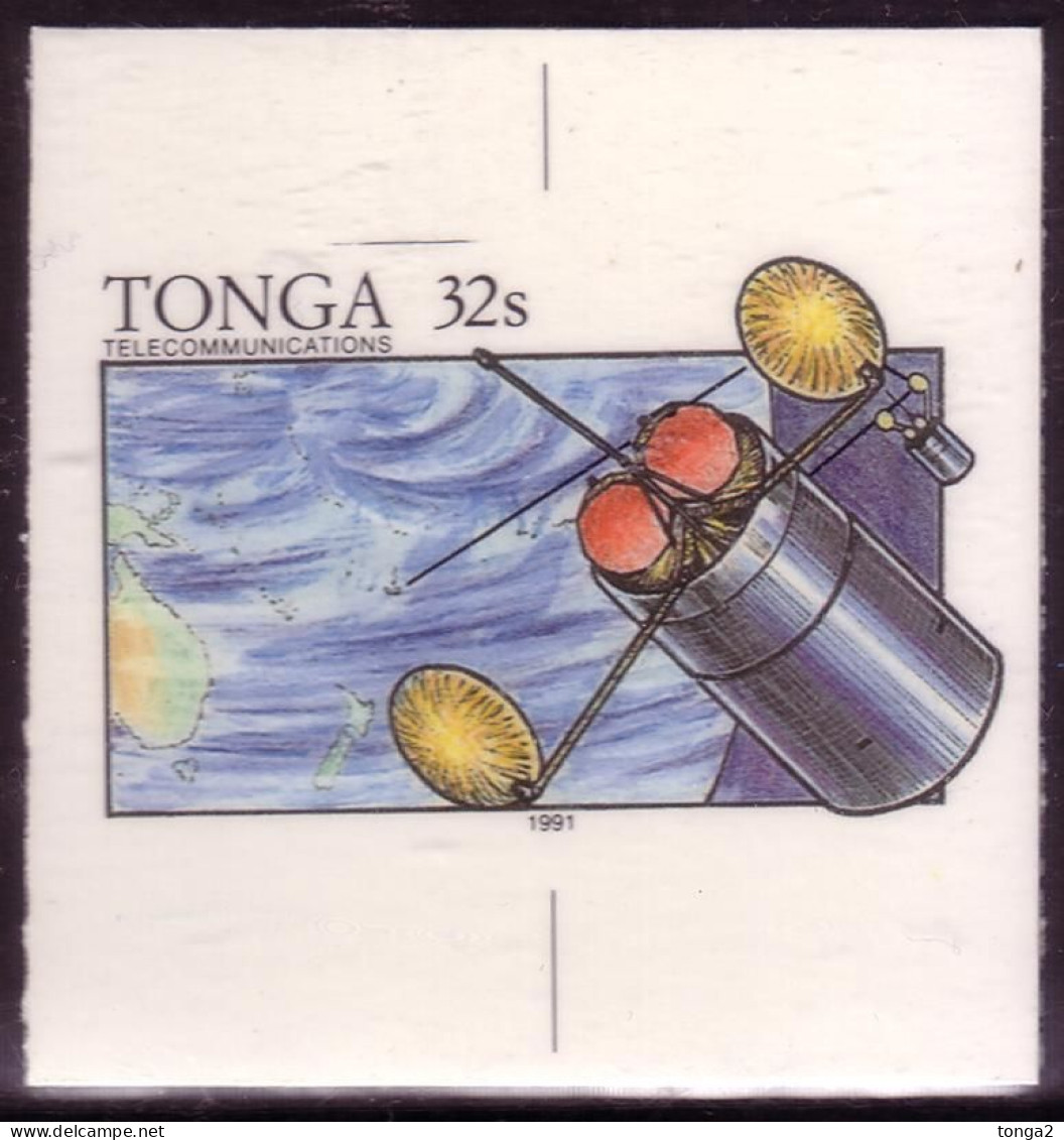 TONGA - Cromalin Proof 1991 - Telecommunications Satellite - Map - 5 Exist - Tonga (1970-...)