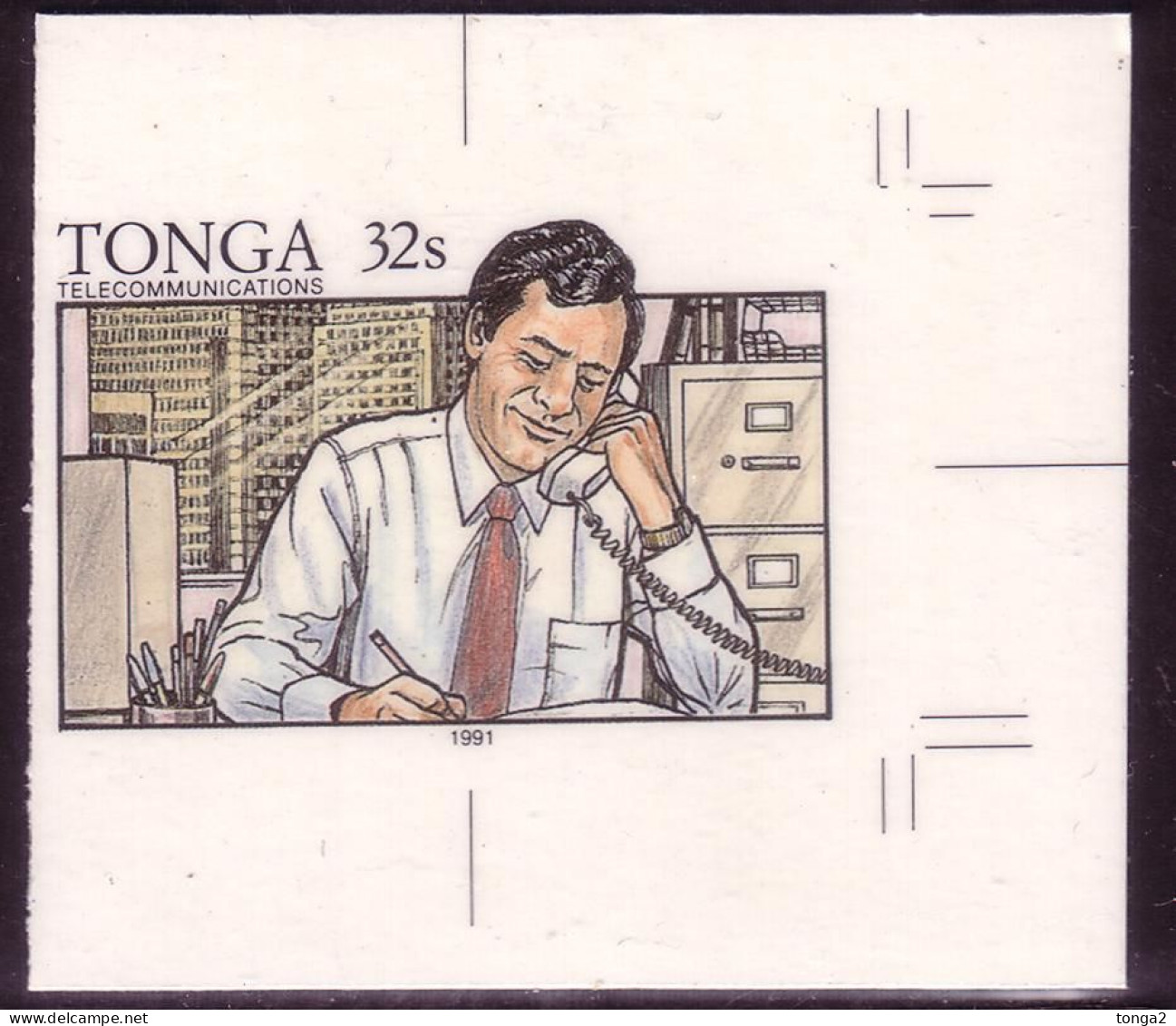 TONGA - Cromalin Proof 1991 - Shows Overseas Customer From City On Telephone - 5 Exist - Tonga (1970-...)