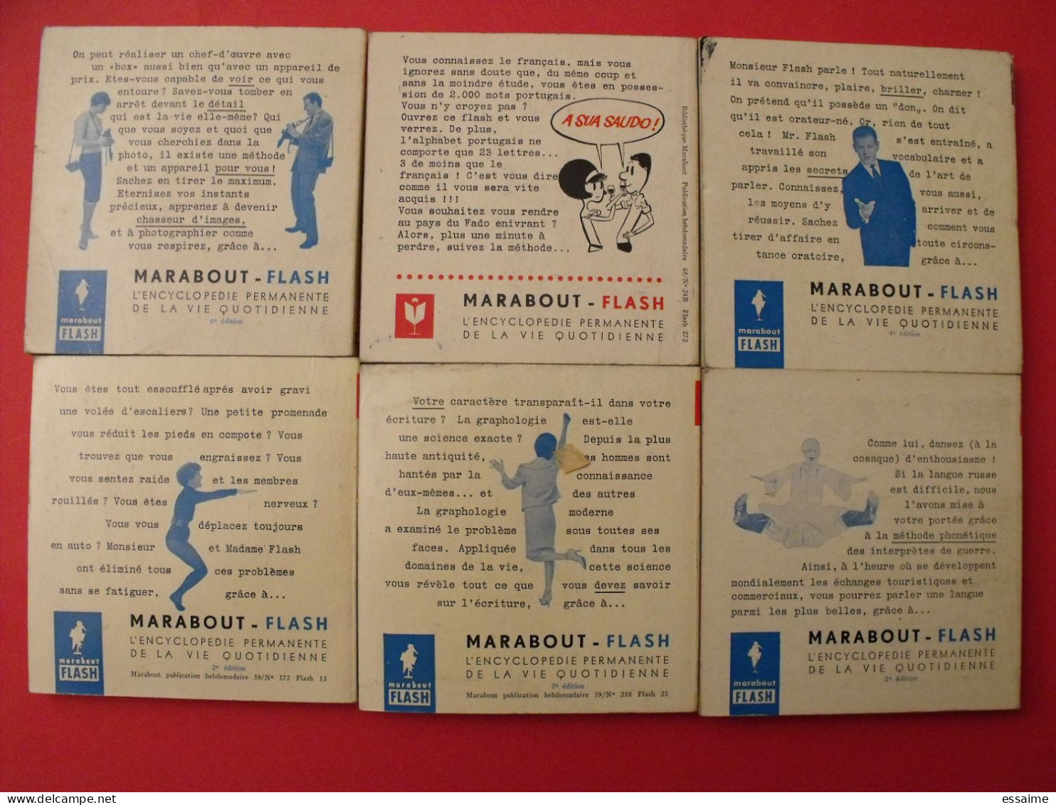 Lot De 6 Marabout Flash 1959-68. Je Parle Russe Portugais Graphologie En Forme Photographie L'art De Parler - Paquete De Libros