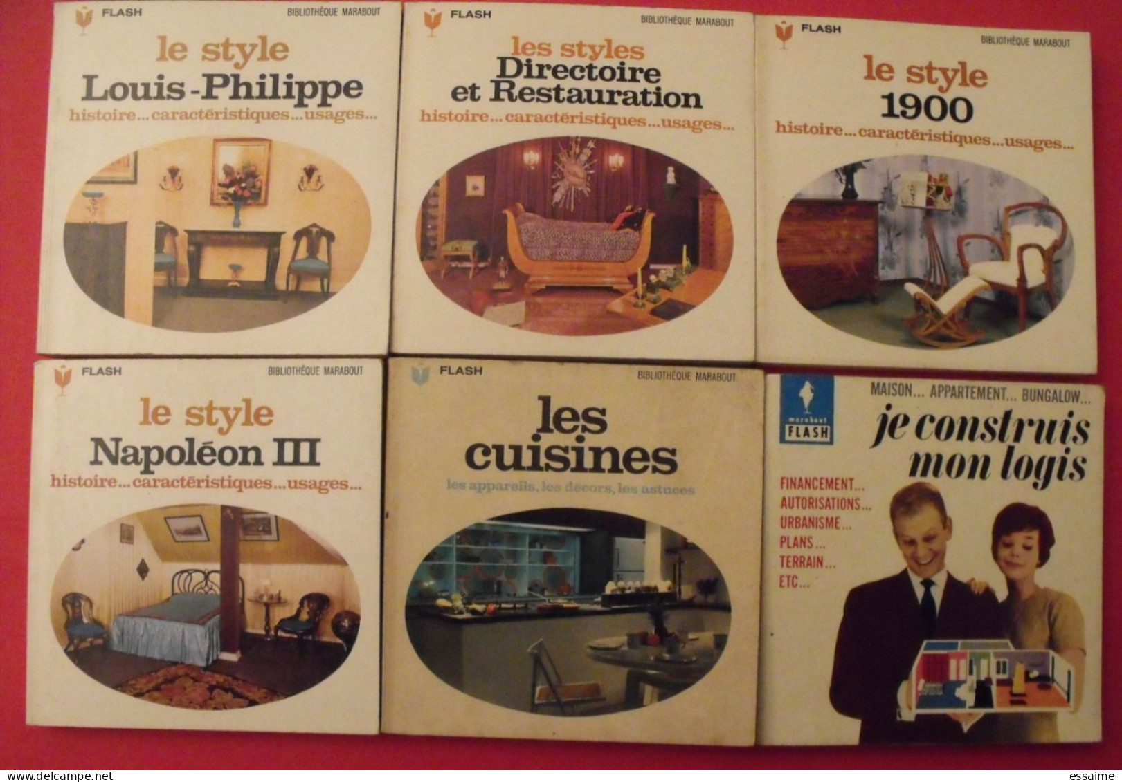 Lot De 6 Marabout Flash 1962-68. Le Style 1900 Directoire Restauration Louis-philippe Napoléon III Cuisines Logis - Lots De Plusieurs Livres