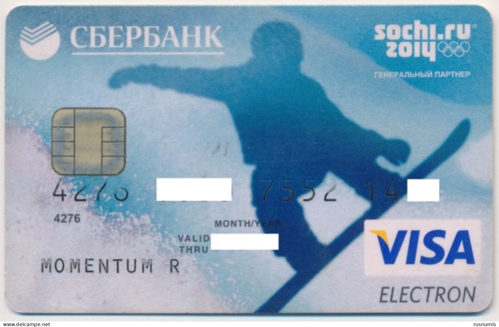 RUSSIA SBERBANK SAVINGS BANK VISA CARD OLYMPIC GAMES 2014 SOCHI 2014 EXPIRED - Cartes De Crédit (expiration Min. 10 Ans)