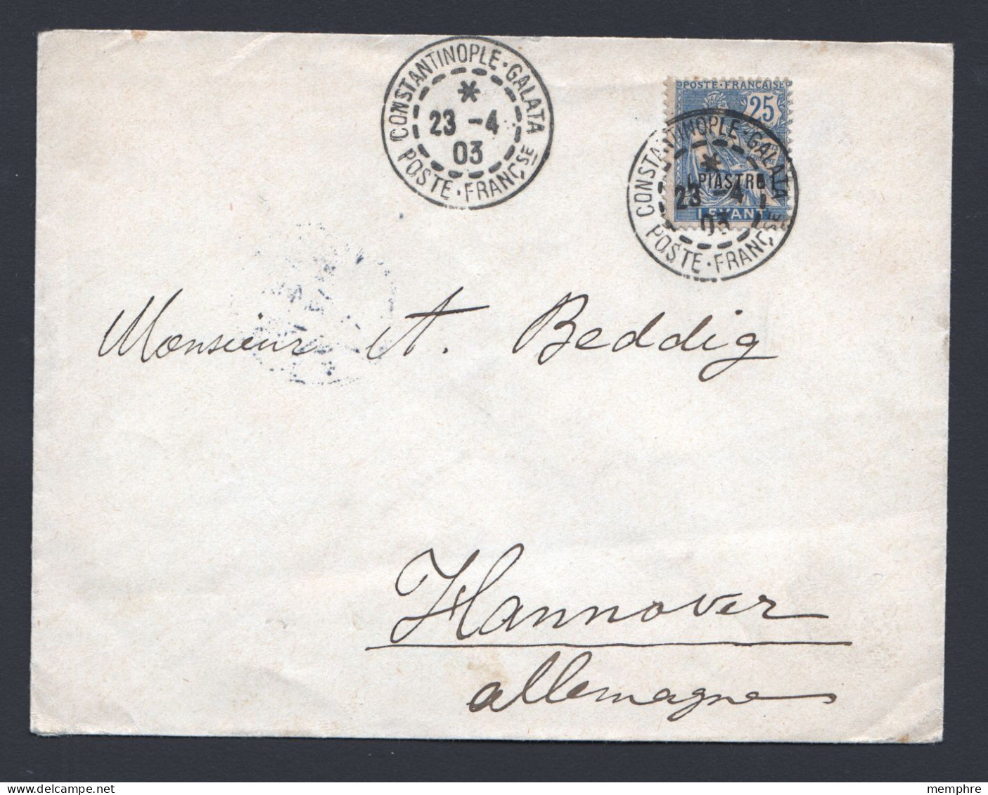 1903  Lettre De Constantinople-Galata Pour Hannovre (Allemagne) Yv 17 - Covers & Documents