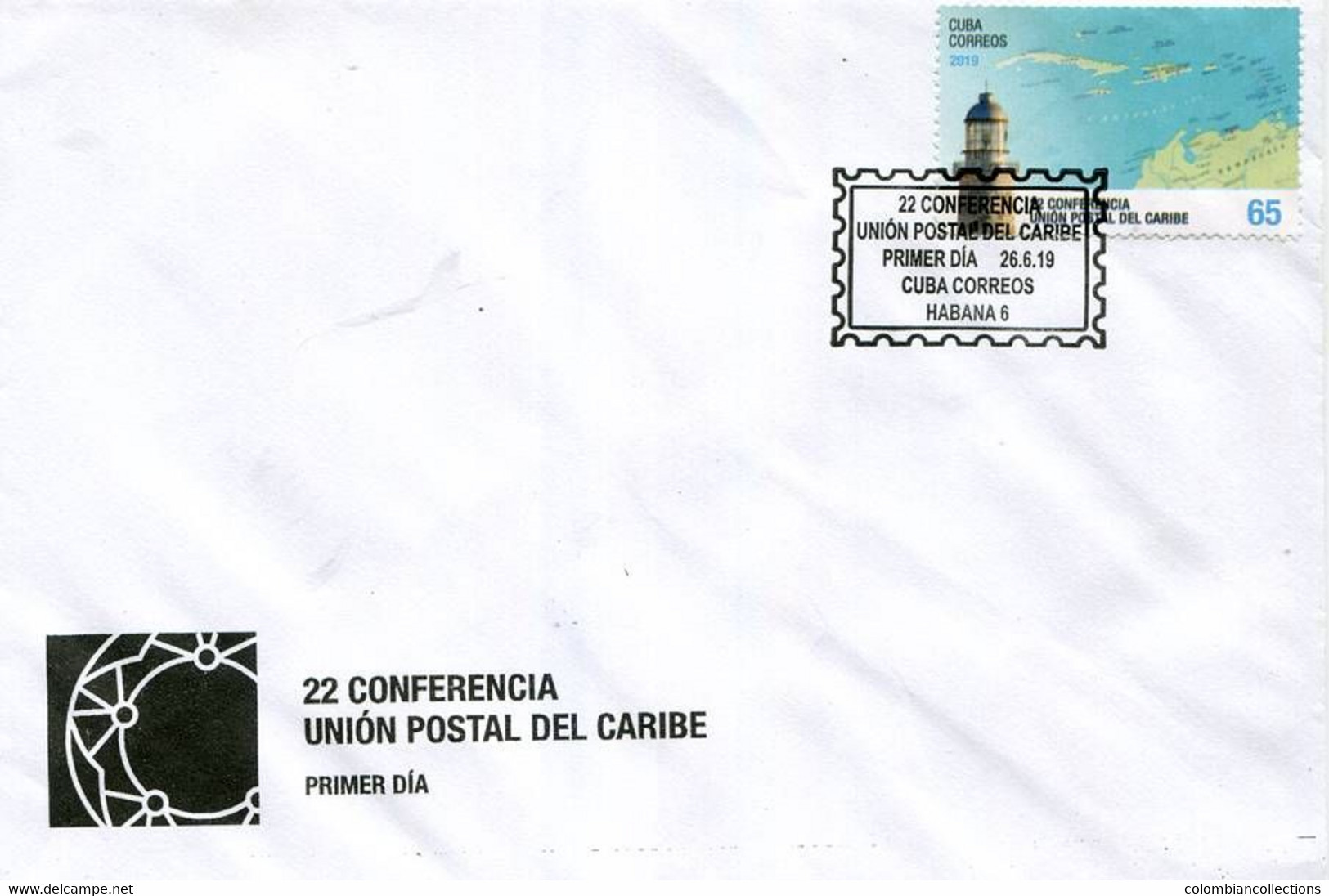 Lote CU2019-34F, Cuba, 2019, SPD-FDC, 22 Conferencia Union Postal Del Caribe, Lighthouse Map - Otros & Sin Clasificación