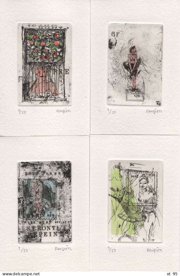 Vincent Rougier - Les Artistes Timbres - 11 Gravures Numerotess Et Signees (tirage 50ex) - Marianne - Prints & Engravings