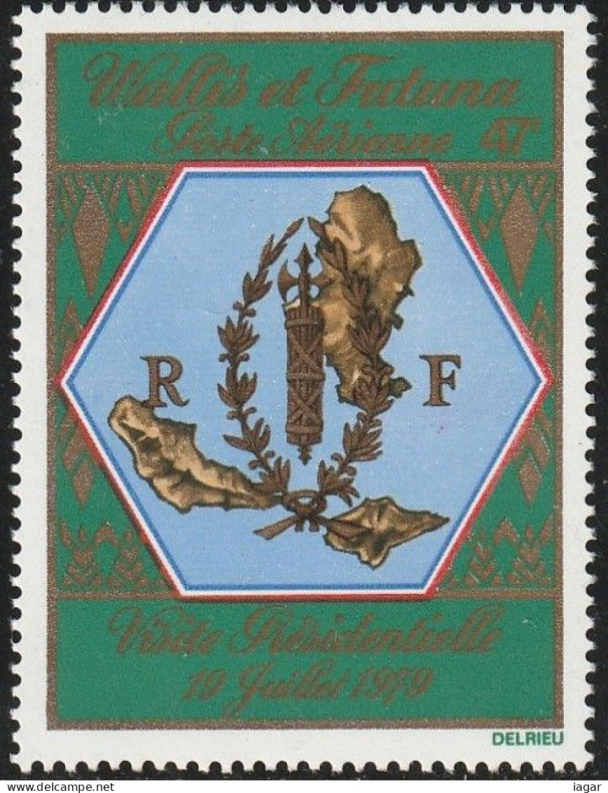 THEMATIC GEOGRAPHY:  MAP OF THE ISLANDS, FRENCH STATE EMBLEM FOR THE VISIT OF GISCARD D'ESTAING   -  WALLIS AND FUTUNA - Géographie