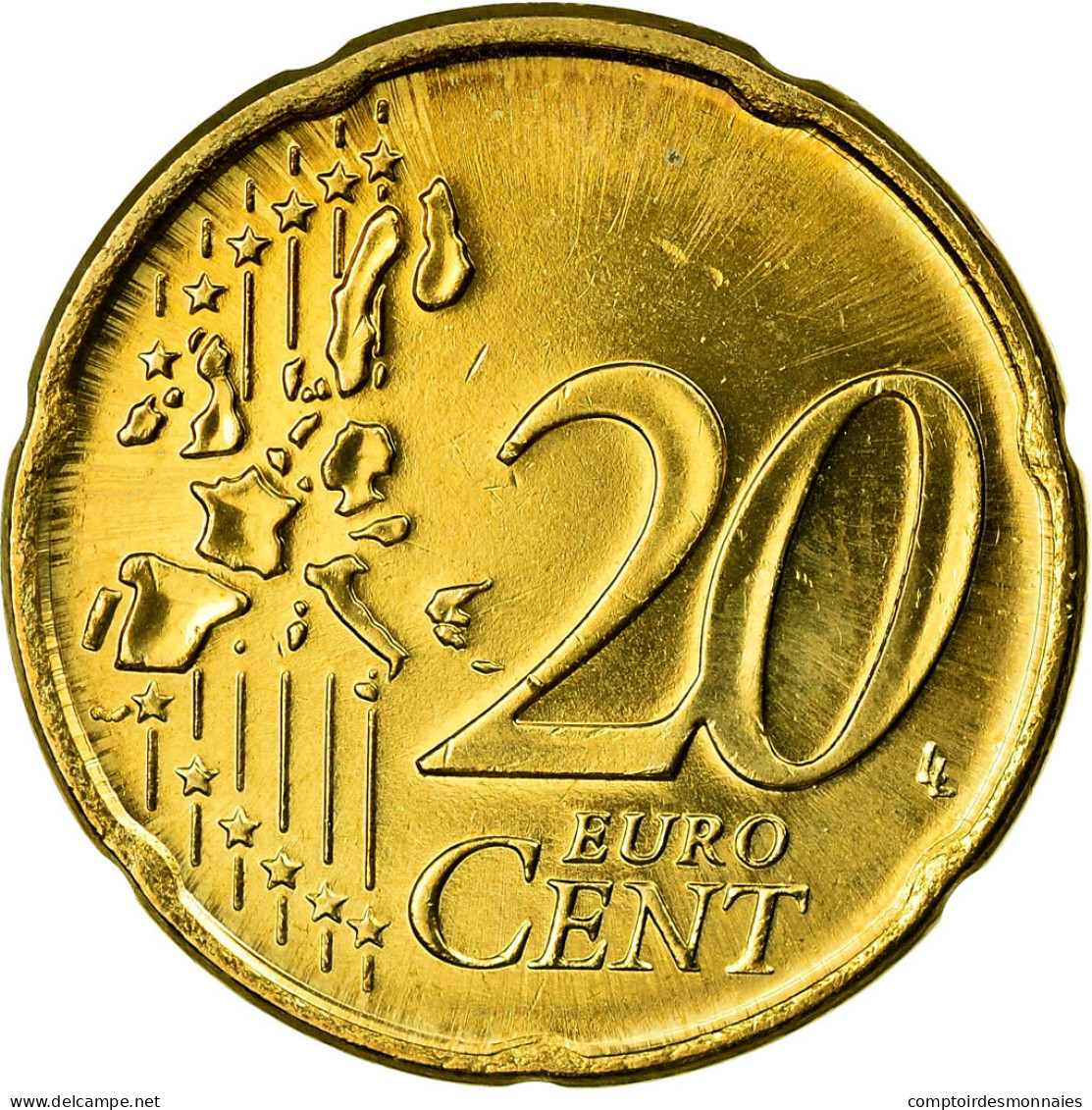 IRELAND REPUBLIC, 20 Euro Cent, 2002, SPL, Laiton, KM:36 - Ireland