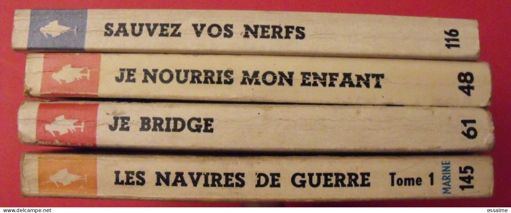 Lot De 4 Marabout Flash 1960-63. Navires De Guerre I Je Bridge Nourris Mon Enfant Sauvez Vos Nerfs - Lots De Plusieurs Livres