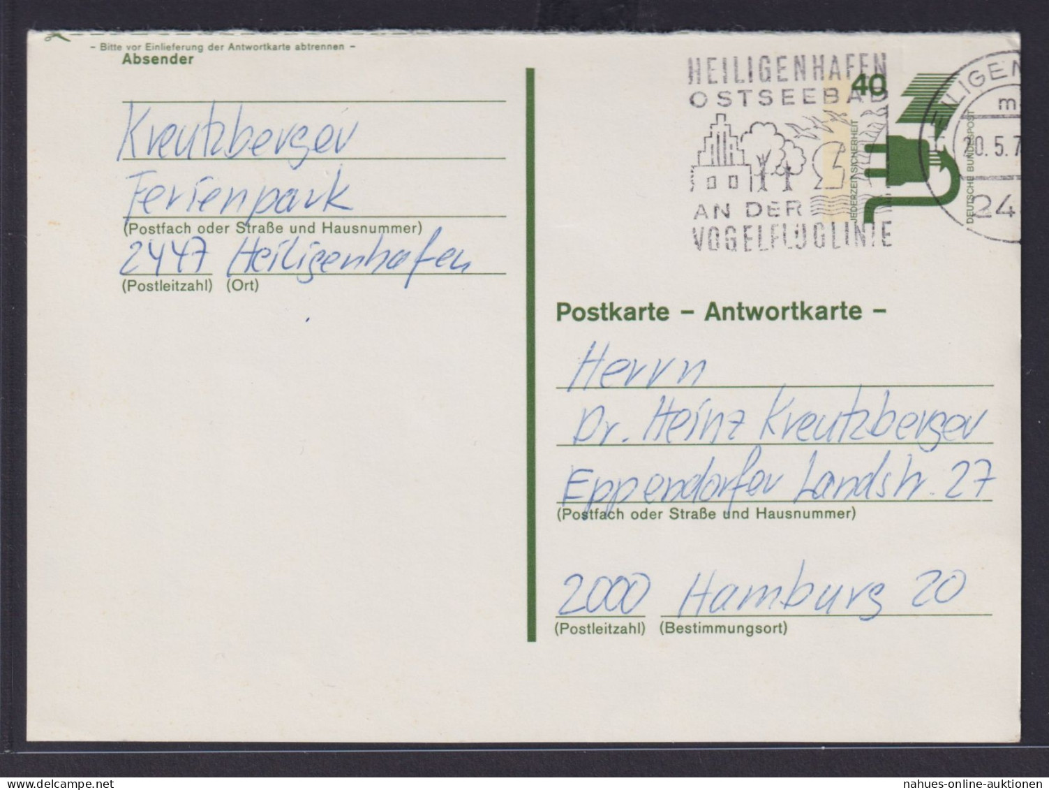 Bund Ganzsache Unfallverhütung + ZuF Industrie & T. P 119 Antwort Heiligenhafen - Postkarten - Gebraucht