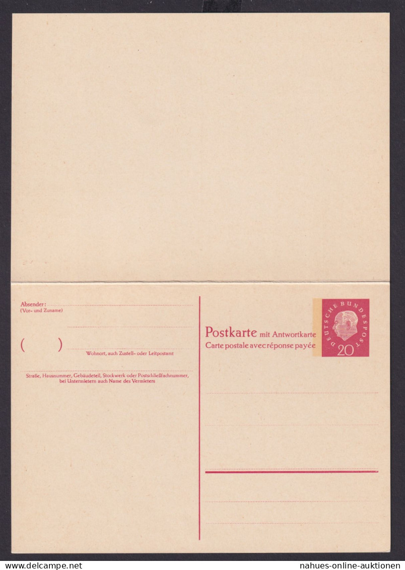 Bund Brief Ganzsache Heuss Medaillon Frage Antwort Fluoreszierendes Hochrechteck - Postkaarten - Gebruikt