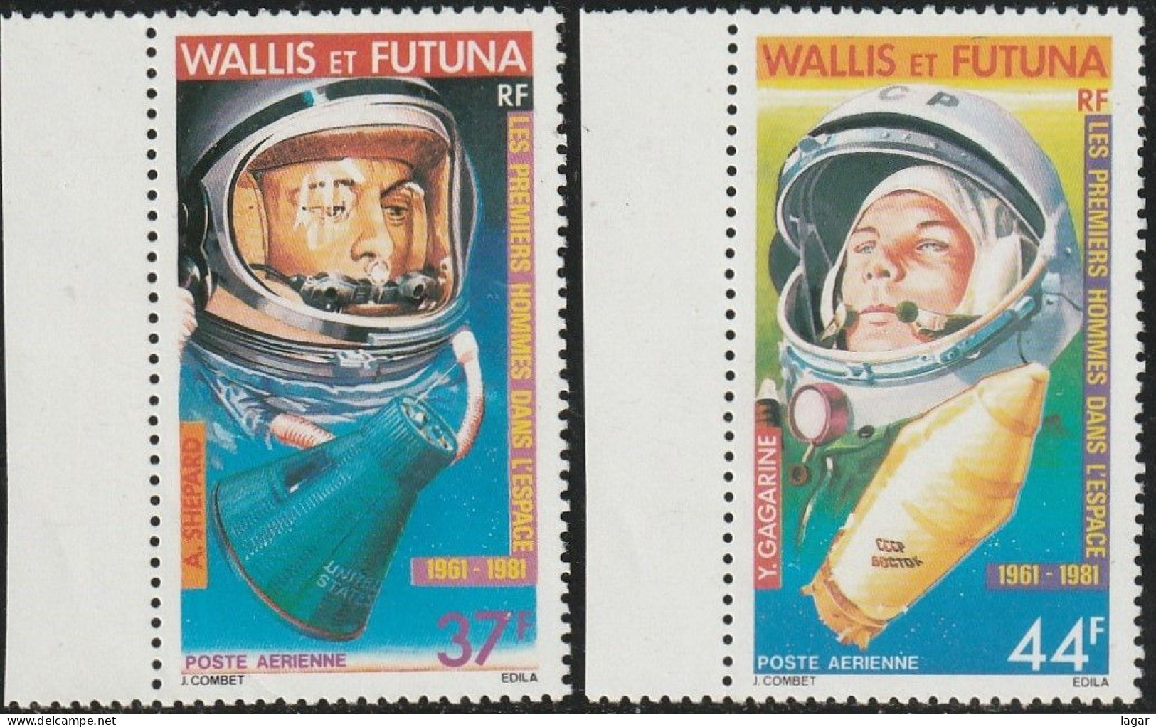 THEMATIC SPACE:  20th ANNIVERSARY OF THE FIRST MEN IN SPACE. GAGARIN (VOSTOK 1), SHEPARD (FREEDOM 7) - WALLIS AND FUTUNA - Ozeanien