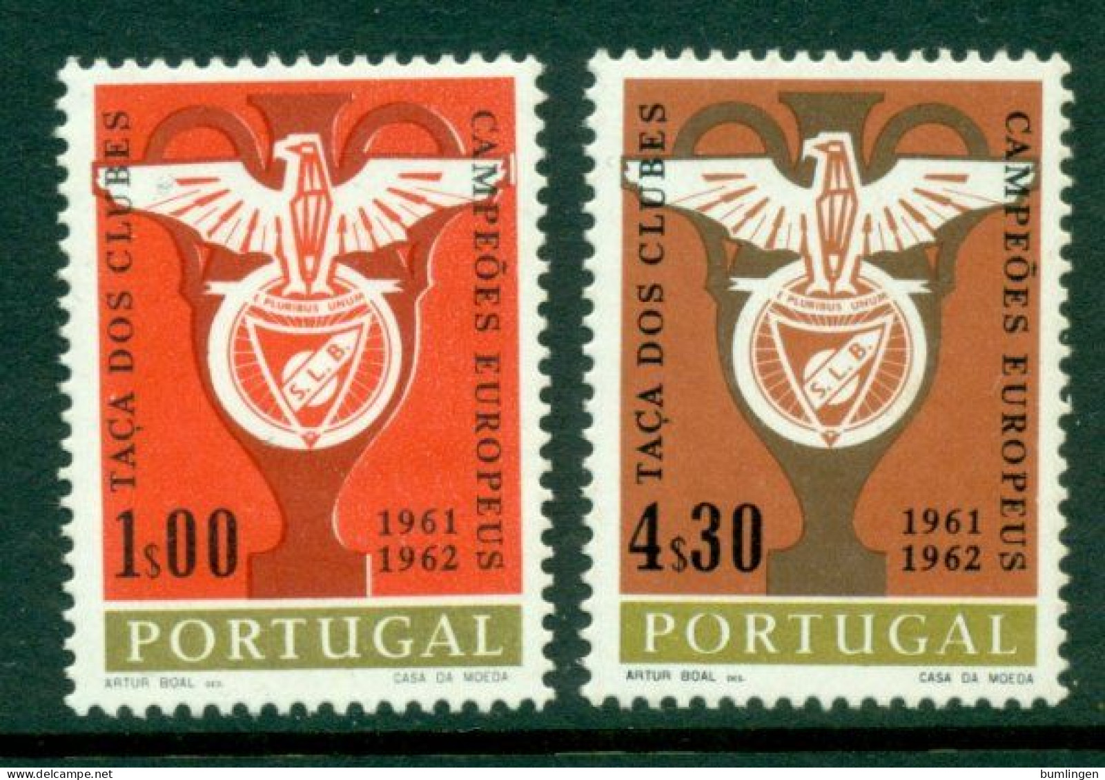 PORTUGAL 1963 Mi 933-34** Benfica, European Cup Winners [B288] - Clubs Mythiques