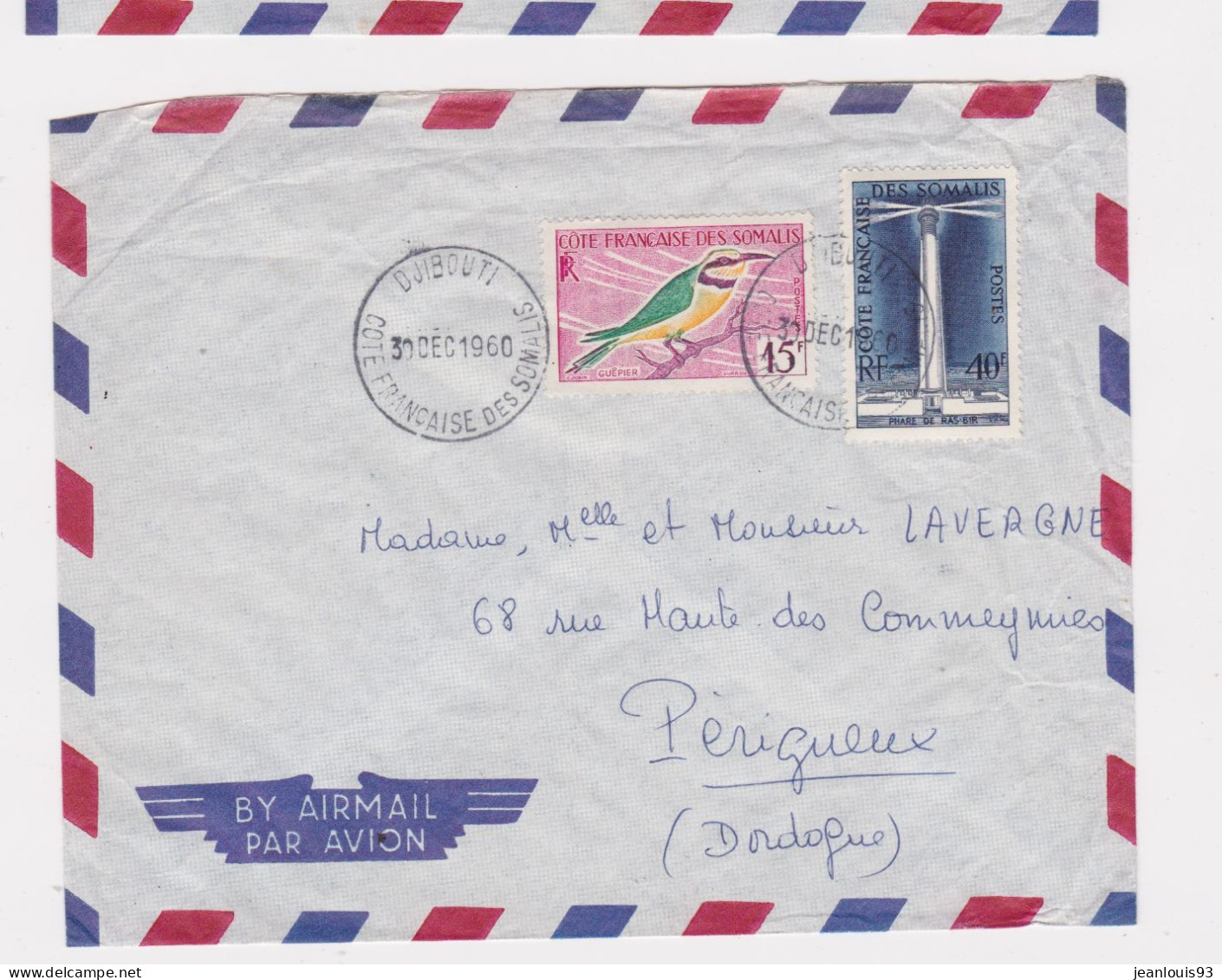 COTE DES SOMALIS - LETTRE PAR AVION - Lettres & Documents