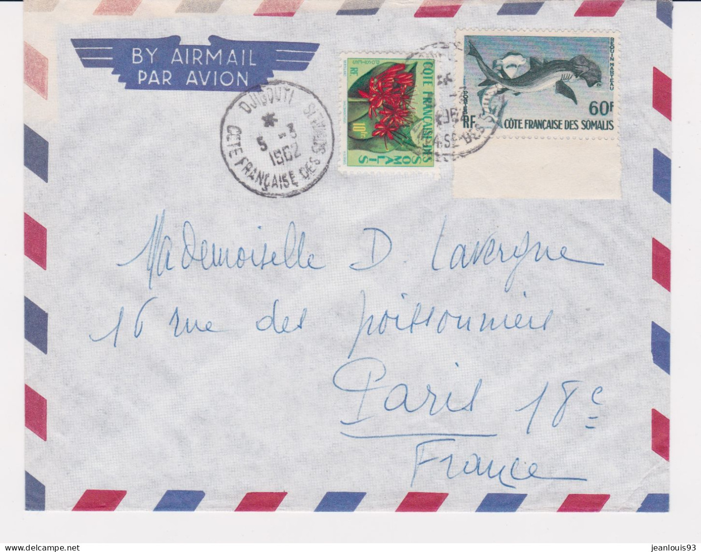 COTE DES SOMALIS - LETTRE PAR AVION - Lettres & Documents