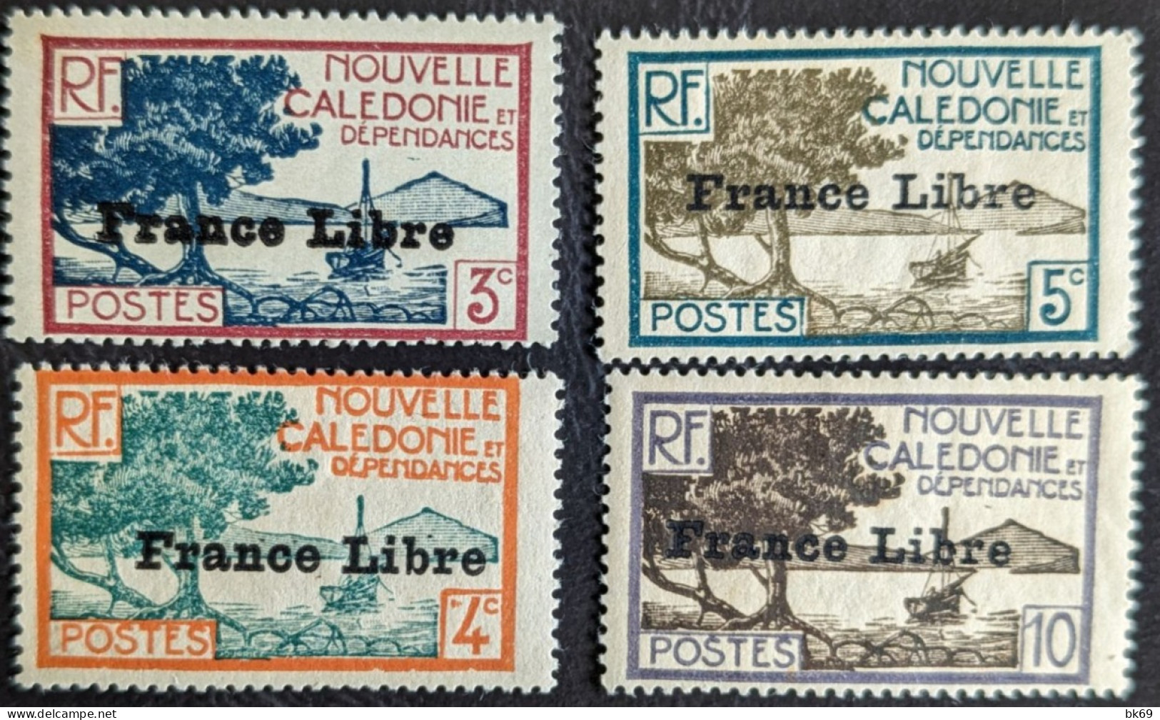 197 à 200  Surchargé France Libre Nouvelle Calédonie - Neufs