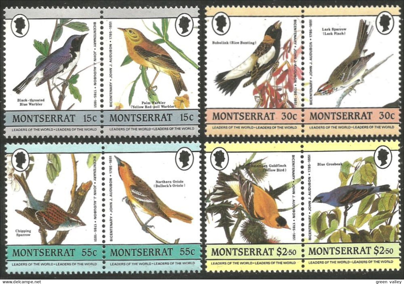 OI-184b Montserrat Oiseaux Birds Audubon Warbler Lark Alouette Rossignol Banting Oriole MNH ** Neuf SC - Mussen