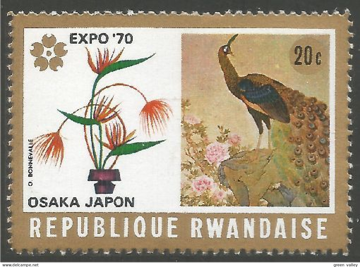 OI-139 Rwanda EXPO 70 Paon Peacock Pavona Pfau Pavo Pauw MH * Neuf - Pfauen