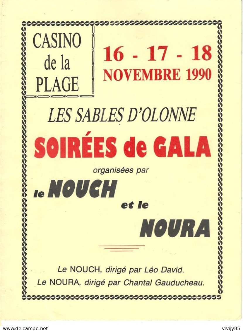 85 - LES SABLES D' OLONNE - Programme Soirée De Gala " Théâtre Du Grand Casino " - Andere & Zonder Classificatie