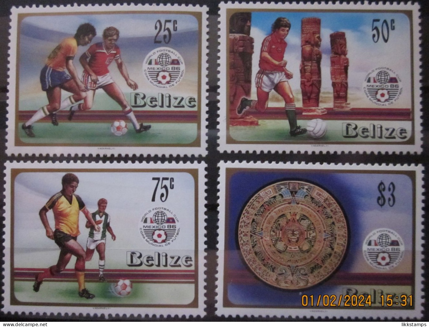 BELIZE 1986 ~ S.G. 936 - 939, ~ FOOTBALL, WORLD CUP. ~  MNH #02473 - Belize (1973-...)