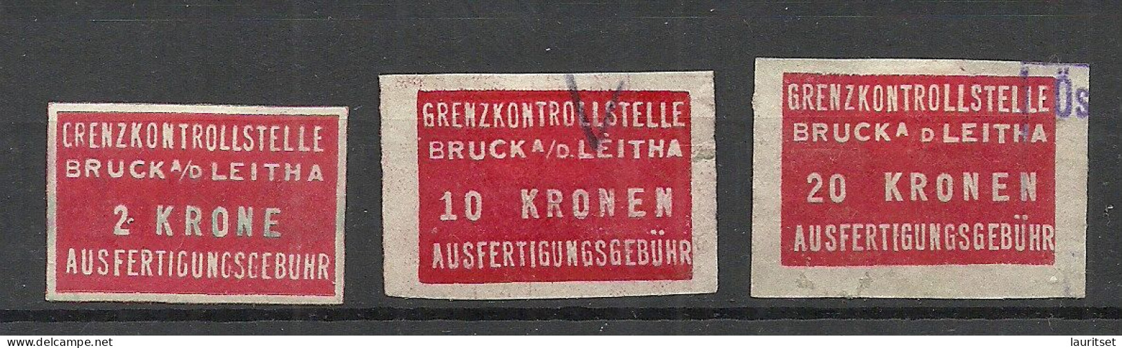 ÖSTERREICH Austria Grenzkontrollstelle BRUCK A/d. Leita Steuermarken Revenue Tax O - Steuermarken