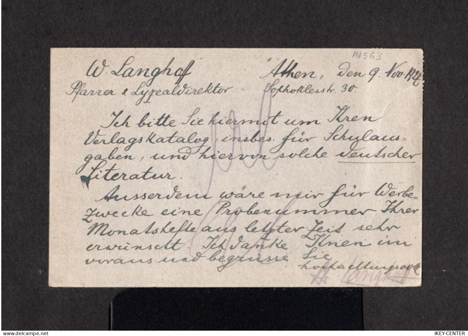 14563-GREECE-.OLD POSTCARD ATHENES To BIELEFELD (germany) 1927.Carte Postale GRÉCE.GRIECHENLAND - Brieven En Documenten