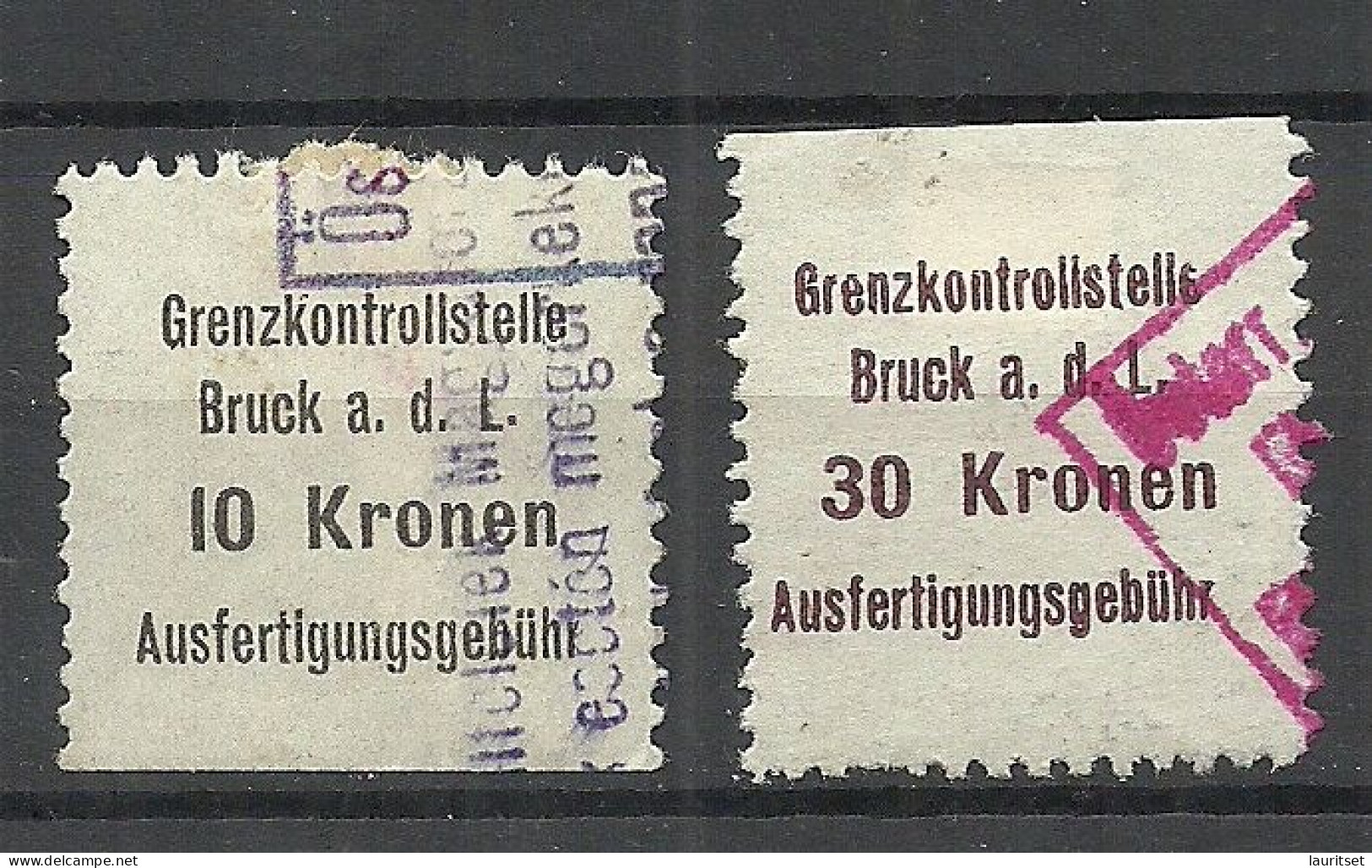 ÖSTERREICH Austria Grenzkontrollstelle Bruck A. D. Leita Ausfertigungsgebühr Steuer Tax - Revenue Stamps