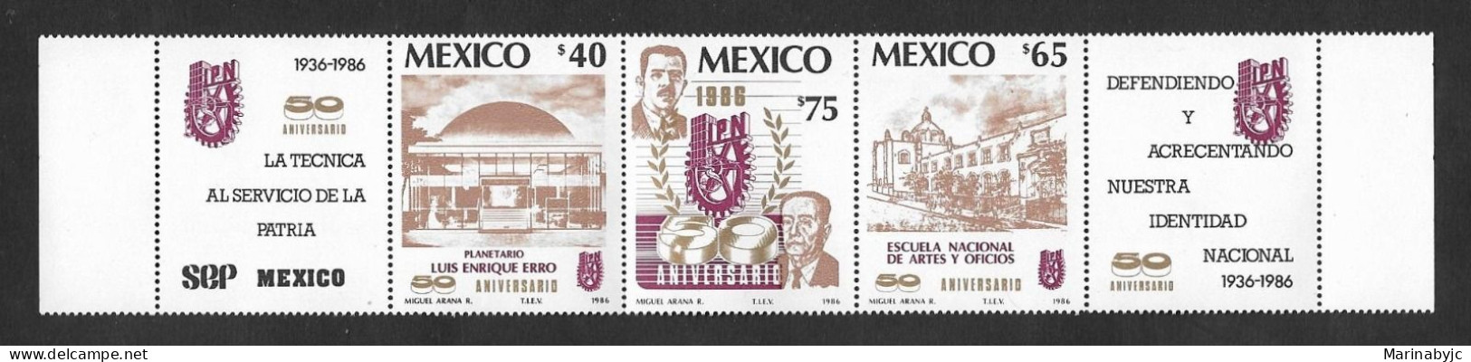 SD)1986 MEXICO 50TH ANNIVERSARY OF TECHNIQUE AT THE SERVICE OF THE COUNTRY, LUIS E. ERRO PLANETARIUM 40P SCT 1431, EMBLE - Mexico