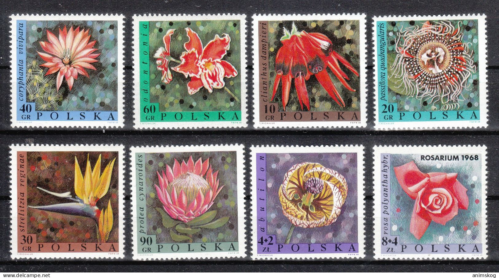 Polen 1968**, Blumen, Kaktus Coryphanta / Poland 1968,  MNH, Flowers, Cactus Coryphanta - Cactus