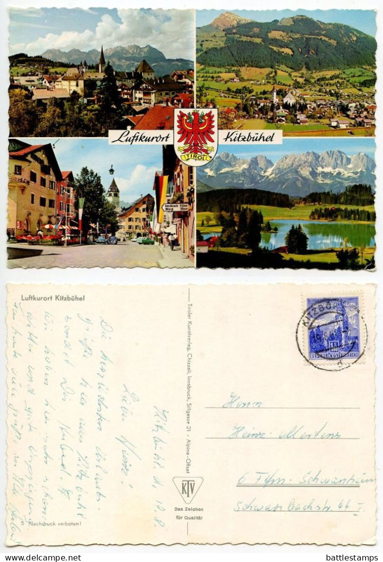 Austria 1960's Postcard  Luftkurort Kitzbühel - Climatic Health Resort; 1.80s The Mint, Hall, Tyrol Stamp - Kitzbühel