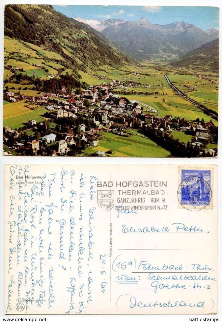 Austria 1964 Postcard Bad Hofgastein - Panoramic View; 1.80s The Mint, Hall, Tyrol Stamp; Slogan Cancel - Bad Hofgastein