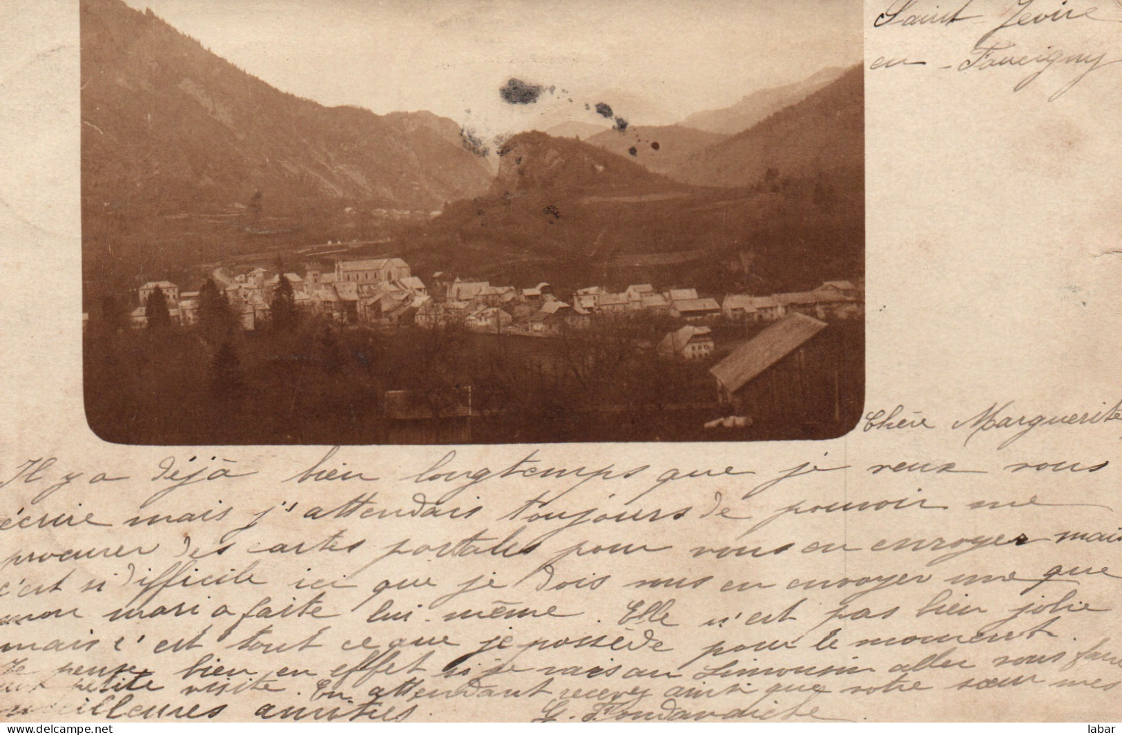 CARTE POSTALE PHOTO SAINT JEOIRE DE FAUCIGNY / VUE GENERALE / RARE  - Saint-Jeoire