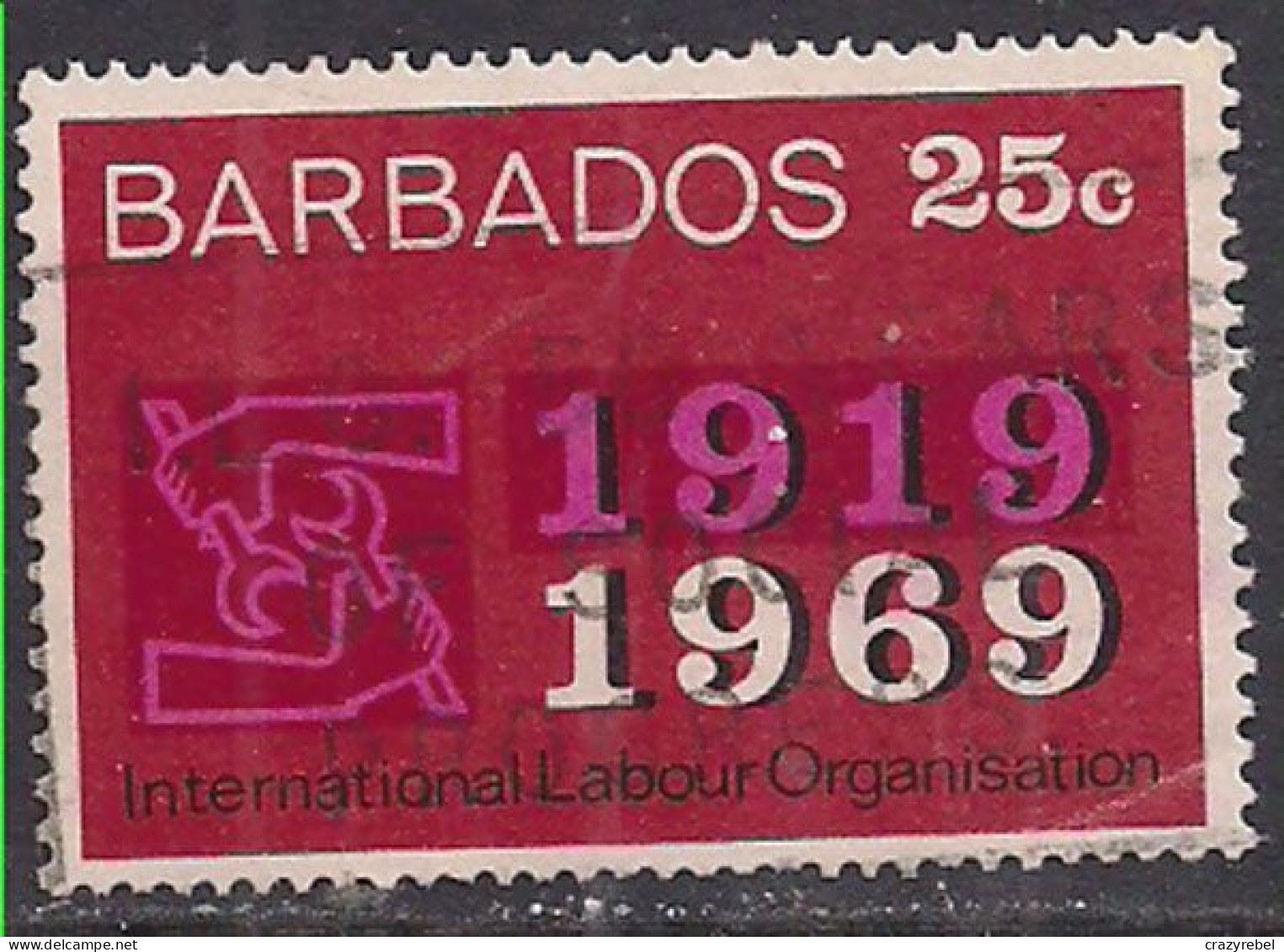 Barbados 1969 QE2 25cents Coral Used SG 391 ( K84 ) - Barbados (1966-...)