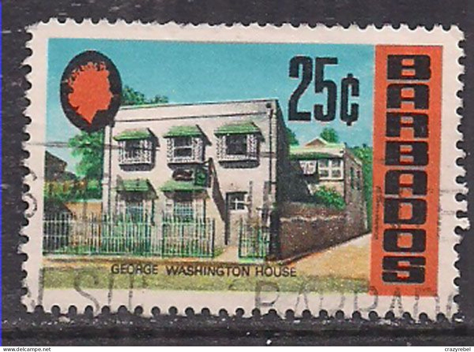 Barbados 1970-71 QE2 25cents Buildings Used SG 409 ( J1359 ) - Barbados (1966-...)