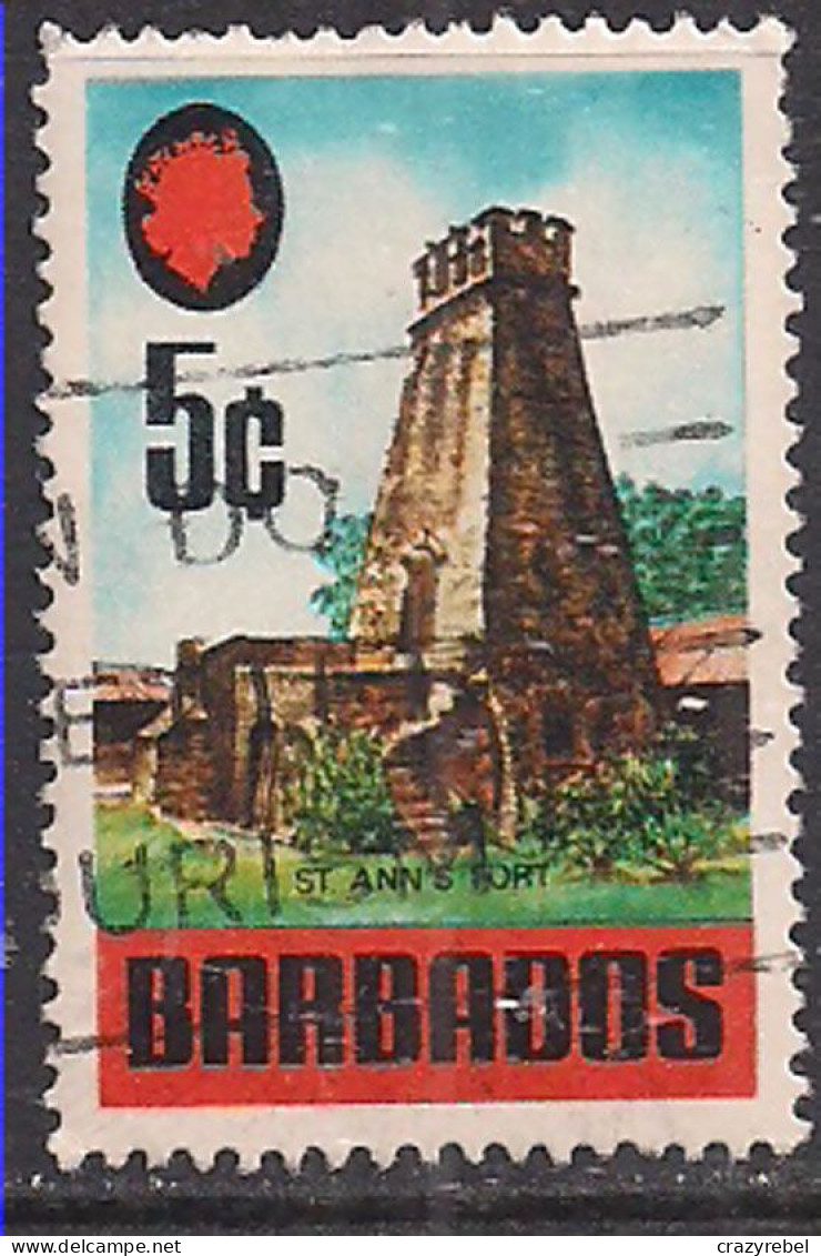 Barbados 1970-71 QE2 5cents Buildings Used SG 403 ( J1150 ) - Barbados (1966-...)