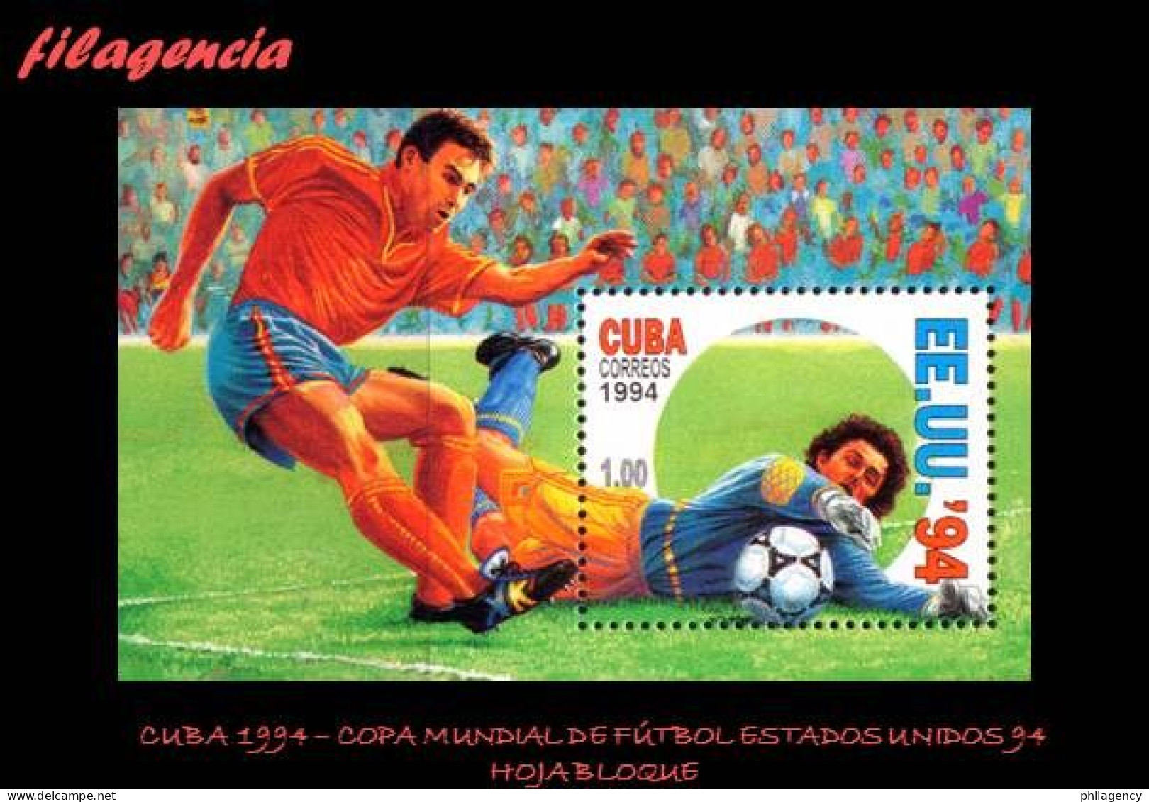 CUBA MINT. 1994-02 COPA MUNDIAL DE FÚTBOL ESTADOS UNIDOS 94. HOJA BLOQUE - Unused Stamps