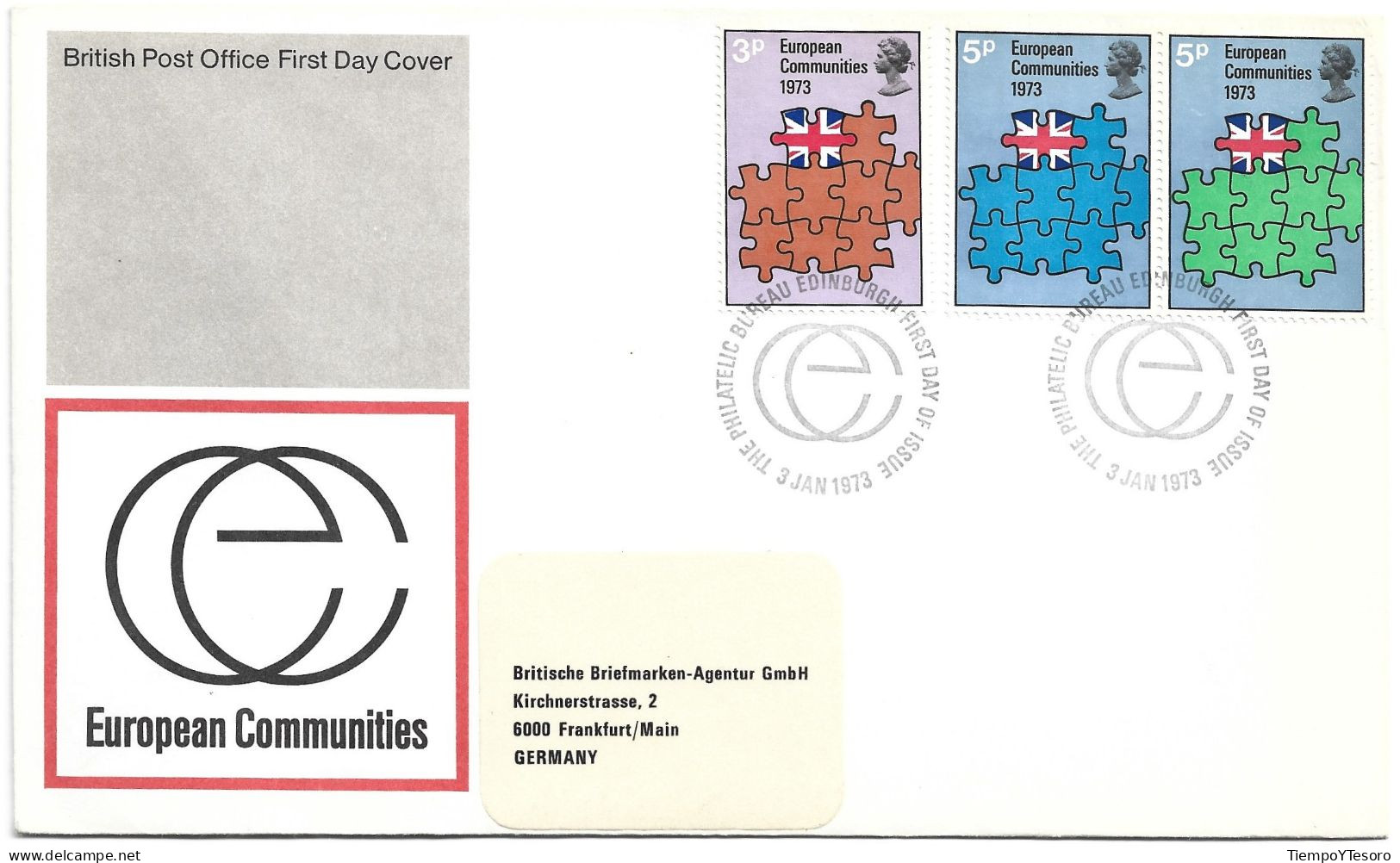 First Day Cover - European Communities, 1973, England To Germany, N°871 - 1971-1980 Decimale  Uitgaven