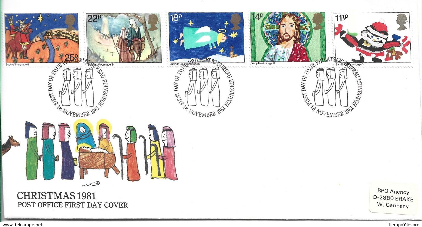 First Day Cover - Christmas, 1981, England To Germany, N°874 - 1981-1990 Em. Décimales