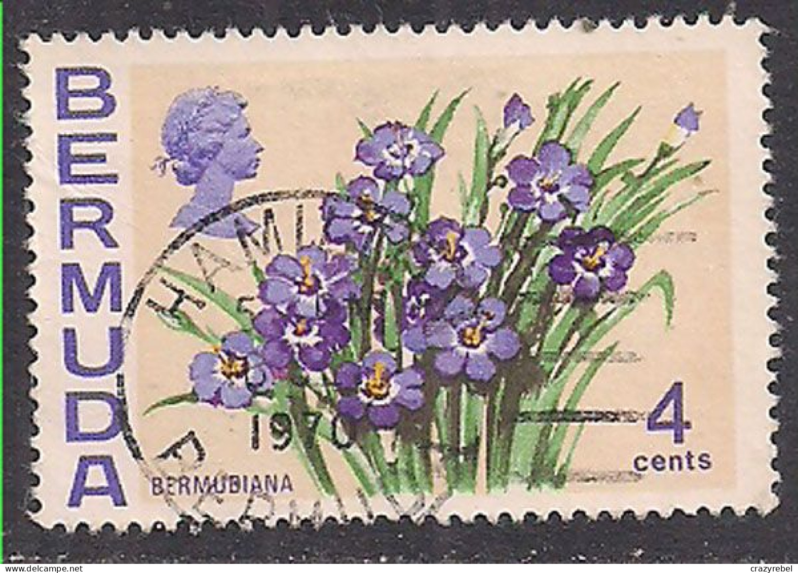 Bermuda 1970 QE2 4cents Flowers SG 252 Used ( C11 ) - Bermuda