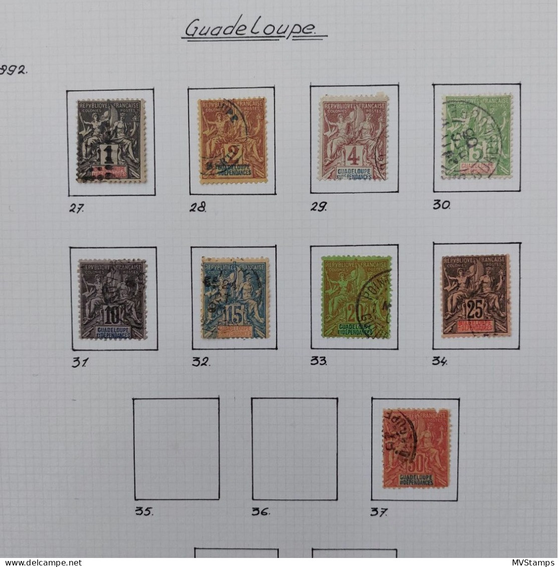 Guadeloupe (France) 1891/1922 Old Collection On Leaves Un/used - Gebraucht
